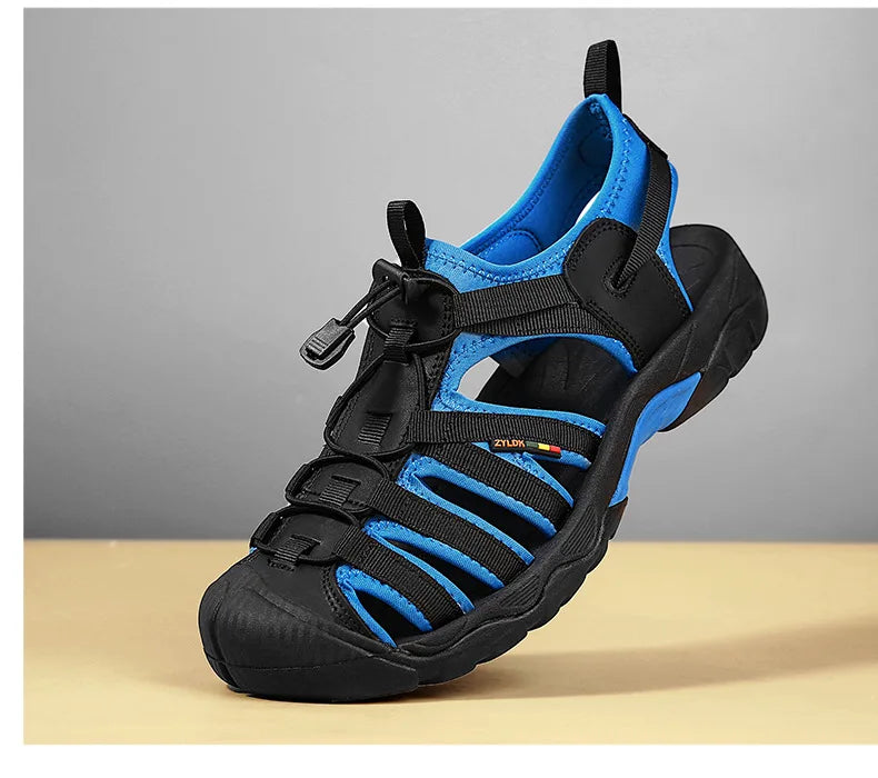 Neue Sommer Echtes Leder Herren Sandalen Mode Design Herren Freizeit Sneakers Bequeme Strand Herren Sandalen Outdoor Watschuhe