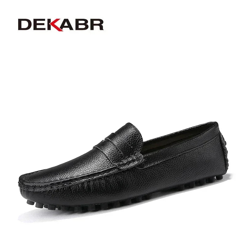 DEKABR Size 49 Men Casual Shoes Fashion Men Shoes Genuine Leather Men Loafers Moccasins Slip On Men's Flats Male Driving Shoes - Sun Studio