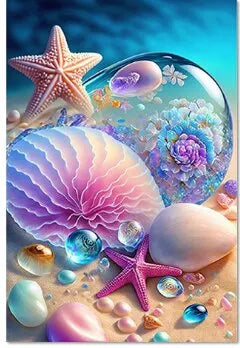 Starfish 5D Diamond Painting Fantasy Shell Seaside Scenery Full Diamond Embroidery Mosaic Cross Stitch Kits Bedroom Home Decor - Sun Studio