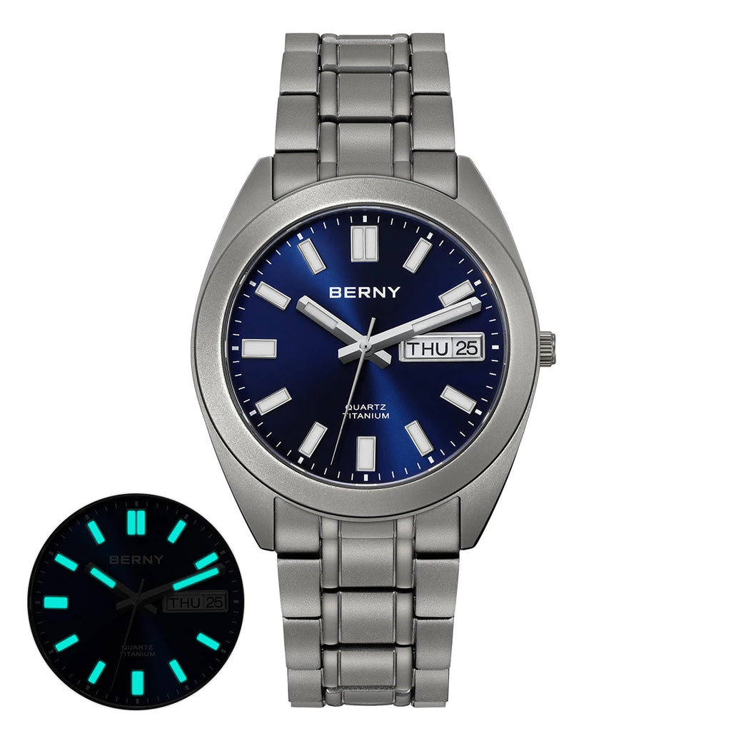 BERNY Titanium Watch for Men Supper Light Weight Wristwatch Super Luminous Sapphire 10ATM Waterproof Sport Field Quartz Watches - Sun Studio