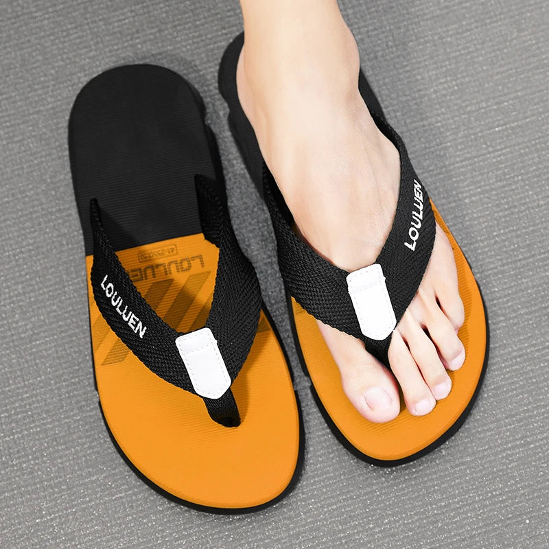 [Farbblockierte Flip Flops] Bequeme farbblockierte Flip Flops - Herren rutschfeste Freizeit Gummiboden EVA Flip Flops, geeignet f