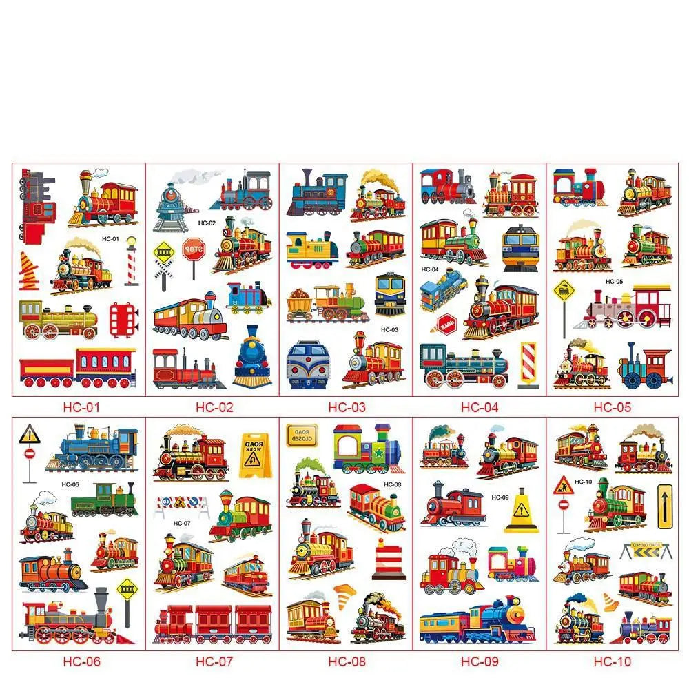 10pcs Cartoon Fire Truck Garbage Truck Temporary Tattoos Sticker Police Tattoos For Girls Boys Birthday Party Supplies Stickers - Sun Studio
