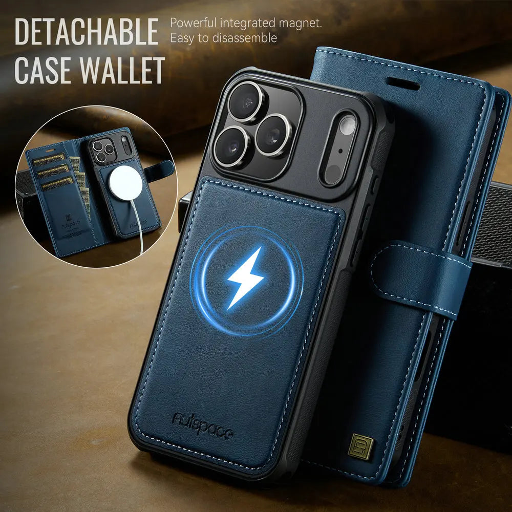 For iPhone 17 Pro 5G 2025 2In1 Detachable Leather Wallet Case For iPhone Air 17 16 15 14 13 12 Pro Max 16 Plus 16E Magnet Cover - Sun Studio
