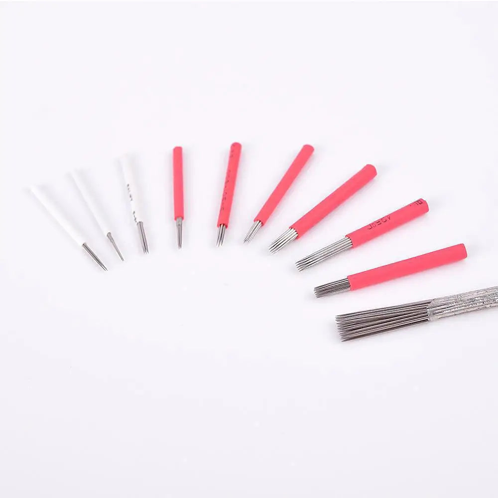 50Pcs Round Tattoo Needles Blades RS RL Microblading Permanent Makeup Fog Eyebrow Lip Needles Manual Pen Embroidery Needle - Sun Studio
