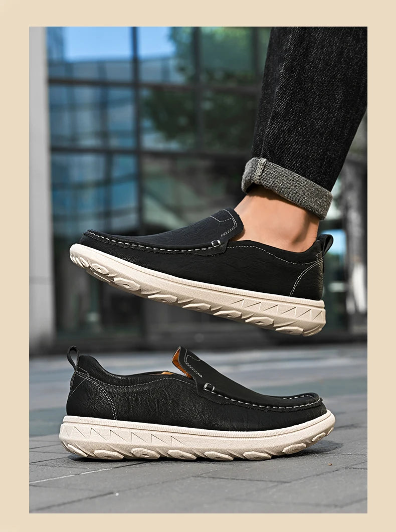 New Men's Casual Shoes Fashion Comfortable Men's Shoes High Quality Leather Men Driving Shoes Handmade Flat Shoes Men Sneakers - Sun Studio