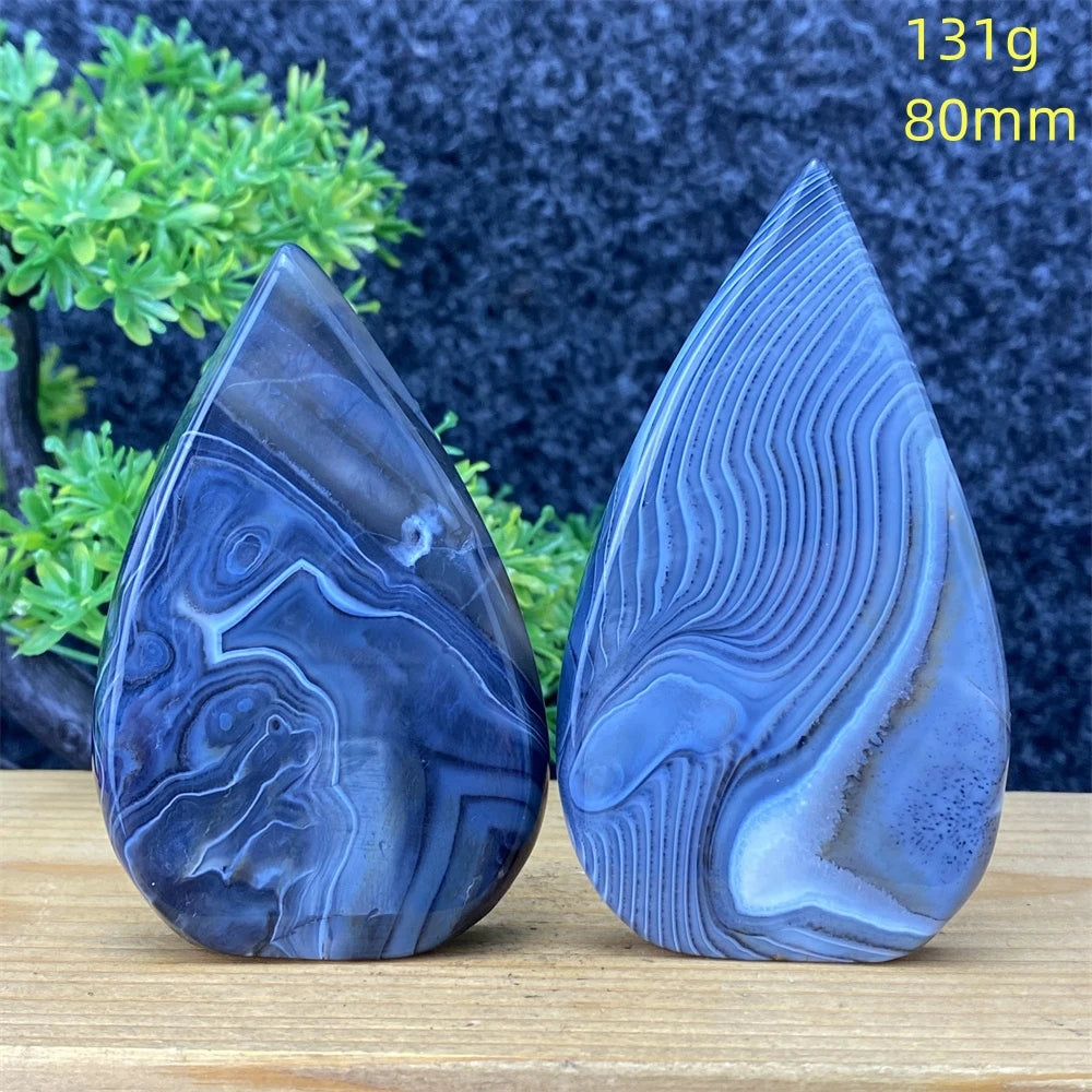 Natural Gemstone Black Onyx Stripes Free Form Torch Reiki Healing Shape Meditation Home Decor Feng Shui Warning Evil - Sun Studio