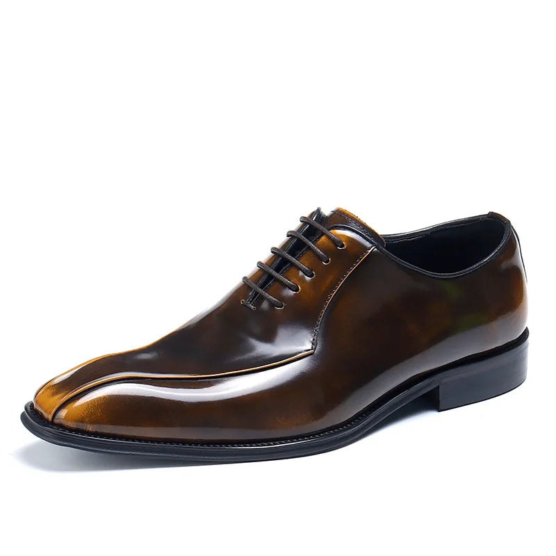 Mens Wedding Oxford Gentlemen Party Dress Shoes Genuine Patent Leather Casual Pointed Toe Formal Shoes For Men - Sun Studio