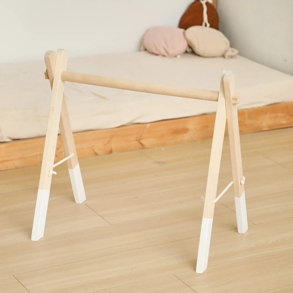 Foldable Baby Play Gym,0 Months Wooden Infant Activity Gym Hanging Toys Tool-Free Assembly Gym,Great for Newborn Development - Sun Studio