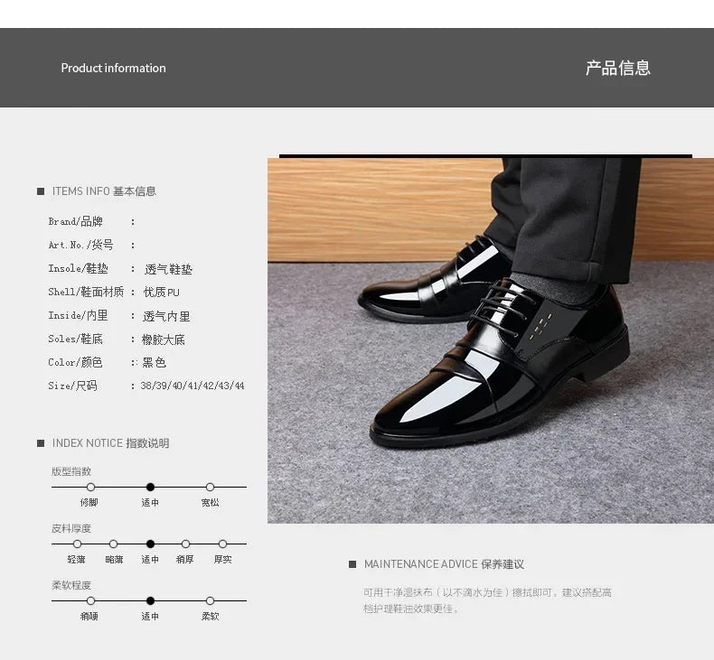 Business Men Dress Shoes Luxury Mens Dress Shoes Patent Leather Oxford for Men Oxfords Footwear High Quality Leather 2025 - Sun Studio