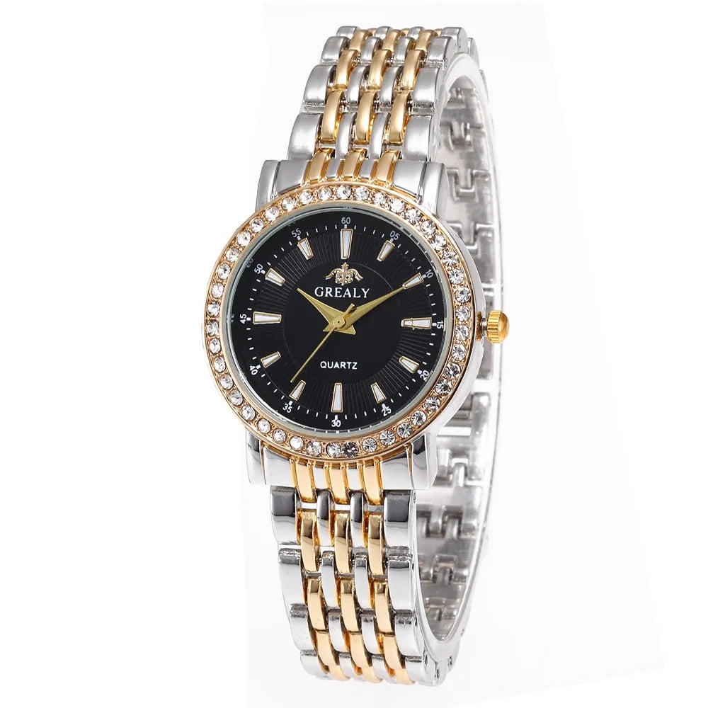 New Casual Watches Women Luxury Fashion Lovers Watch Rhinestone Stainless steel Quartz Watch Men Women Gift Business Wristwatch - Sun Studio