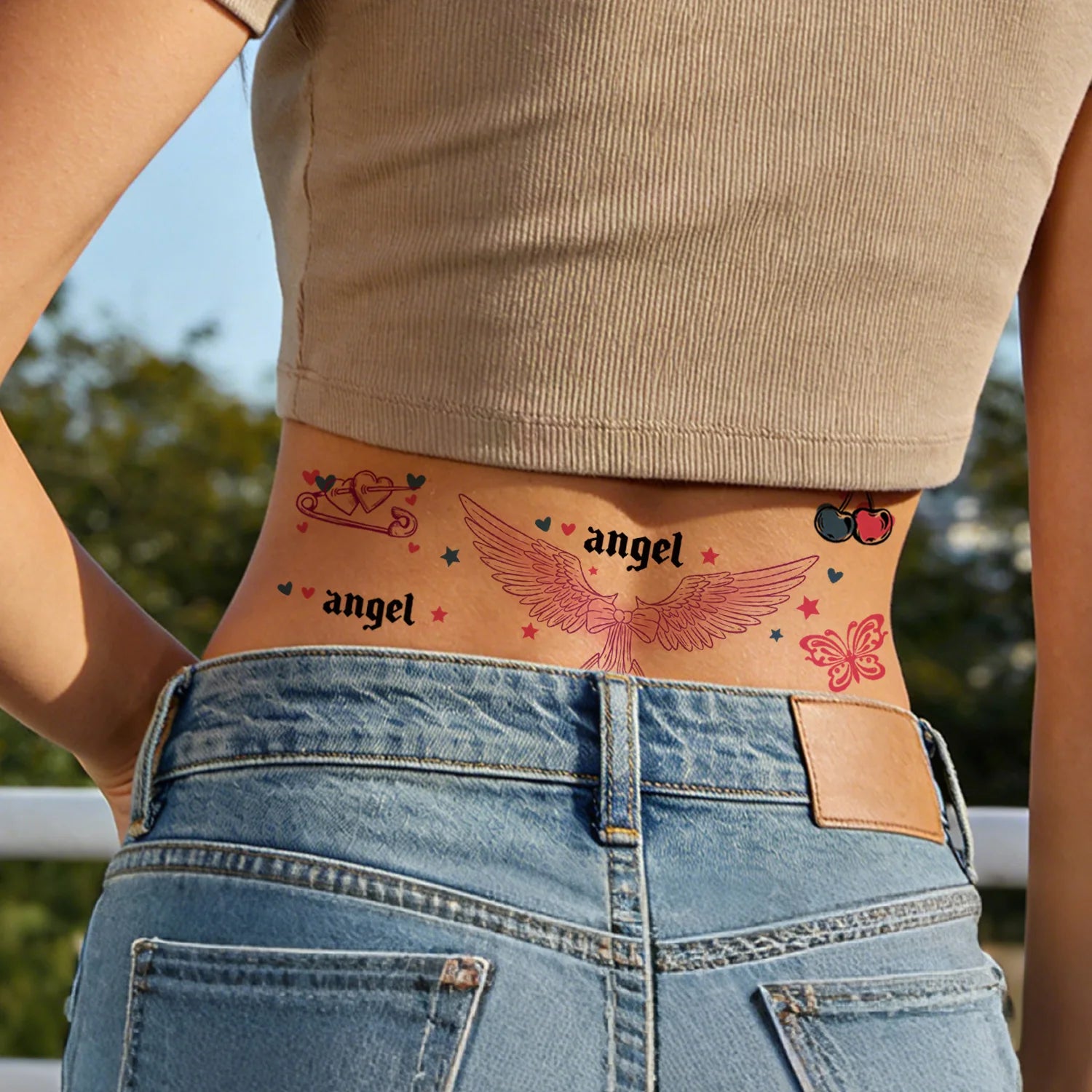 Y2K Realistic Temporary Tattoos - 10 Sheets| Girly 2000s Bachelorette, Birthday Favors, Halloween Party Accessory, Fake Tats, - Sun Studio