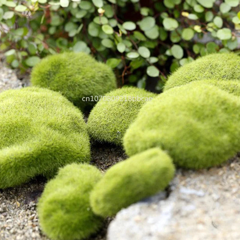 4 Size Fake Stone Artificial Moss Rocks Home Decor Simulation Plant DIY Decoration For Garden and Crafting Green Wholesale - Sun Studio