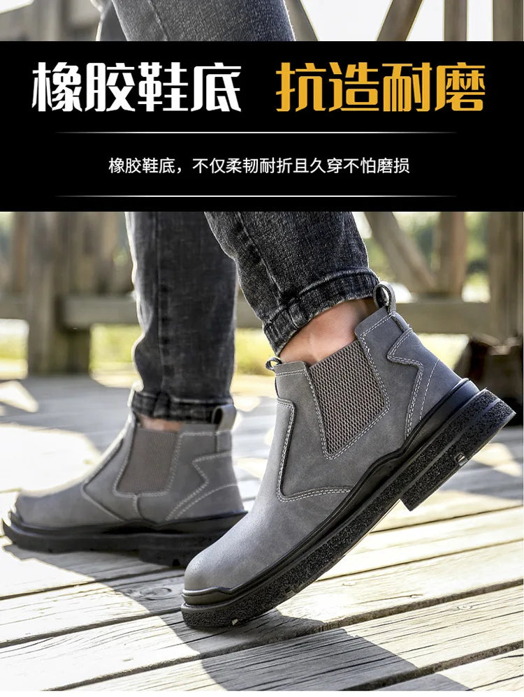 Waterproof Men Welder Shoes Steel Toe Work Shoes Man Anti-spark Anti-smash Safety Shoes Male Slip On Chelsea Work Safety Boots - Sun Studio