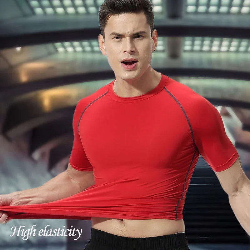 Gym Hub Printed Men's Compression T-Shirt Gym Workout Sport Quick Dry Tight Shirts Outdoor Training Fitness Elasticity Tops Tee - Sun Studio