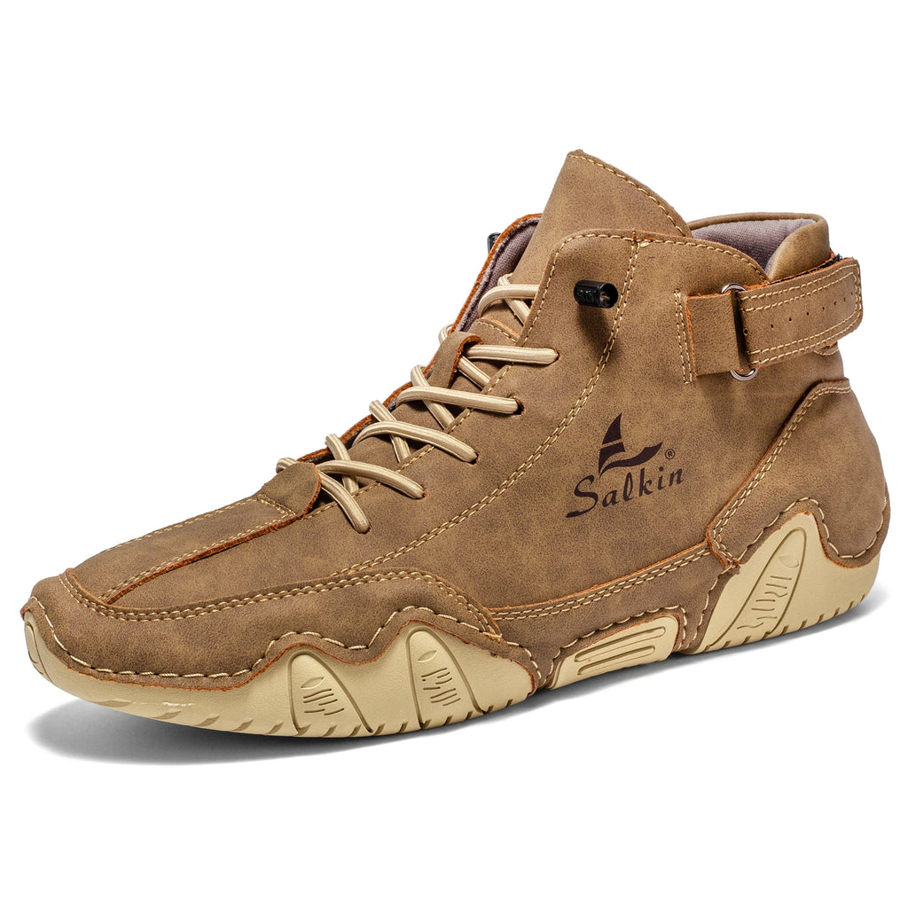 New 2025 Handmade Leather Casual Men Shoes Design Sneakers Man Breathable Leather Shoes Men Ankle Boots Outdoor - Sun Studio