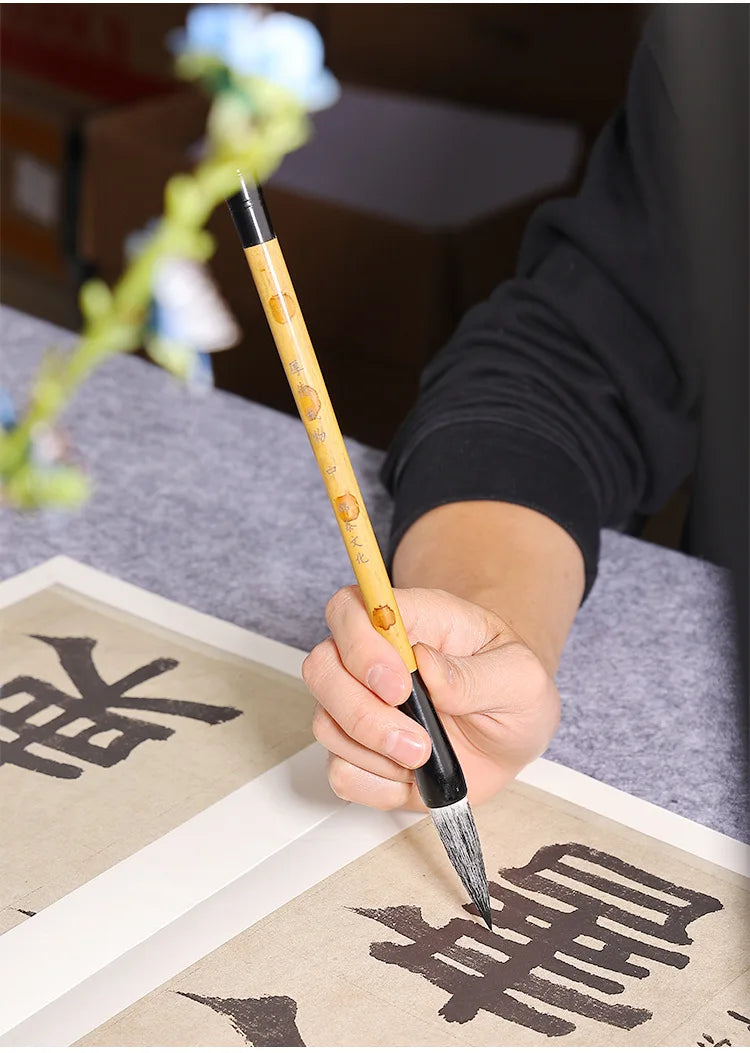 7/11Pcs Chinese Calligraphy Brush Set Kanji Japanese Sumi Painting Drawing Artist Writing Brushes With Roll-up Bamboo Pen Bag - Sun Studio