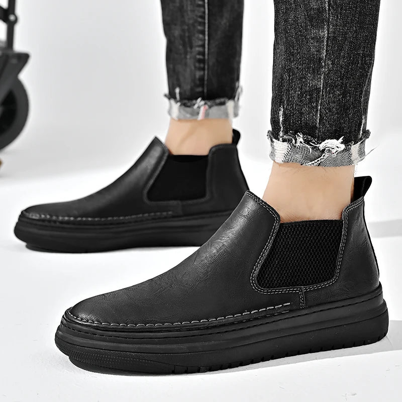 British Style Men's Interview Formal Boots High-end Business Short Boots Men's Winter Ankle Boots Trend High Top Shoes - Sun Studio