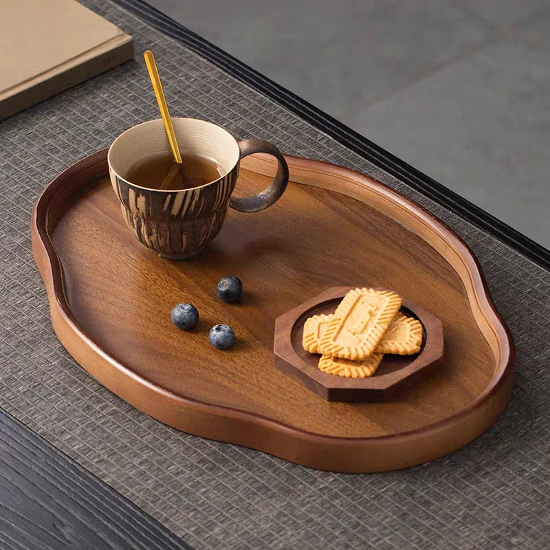 Wooden Decorative Serving Tray for Coffee Table and Home Decor Fruit Platter Decor Trays Serving Ware Food Dish Serving Platters - Sun Studio