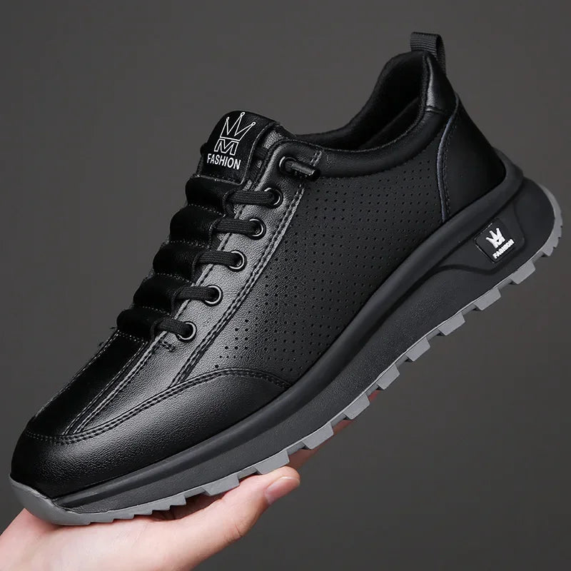 Designer Neue Männer Echtes Leder Freizeit Sport Schuhe Straßenmode Bequeme Kuhleder Schnür Sneakers