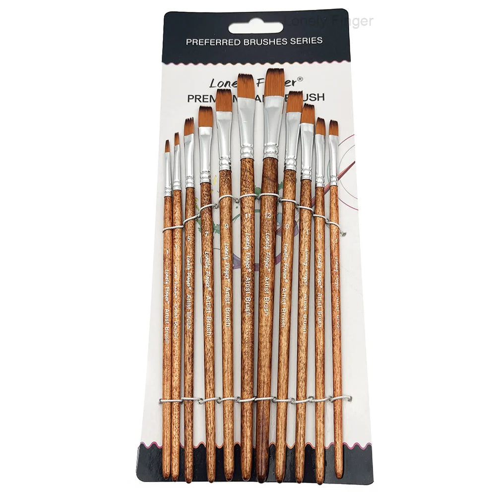 12/48pcs Professional Artist Paint Brush Set Include Round Filbert Flat Angle Fine Detail Brushes Premium Nylon Brush for Paint - Sun Studio