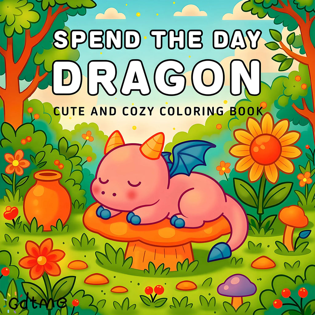 SPEND THE DAY DRAGON Coloring Book for Adults Featuring Cute Cozy Daily Activities for Relaxation (Cozy Spaces Coloring) - Sun Studio