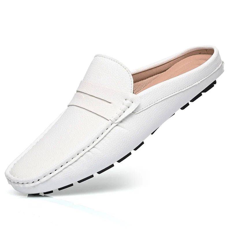 YRZL Slipper Sommer Slip-On Halbschuhe für Männer PU Leder Hausschuhe Lässige Atmungsaktive Bequeme Slipper Mokassins Lässige Schuhe Männer