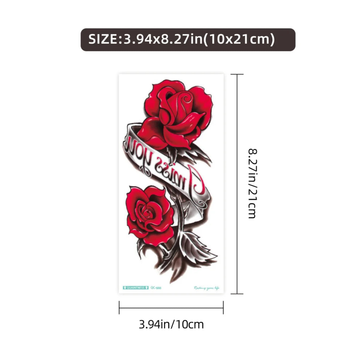 6Sheets Waterproof Bright Flora Rose Flower Tattoo Stickers for Girls Temporary Fake Tattoos for Women Chest Arm Decorations - Sun Studio