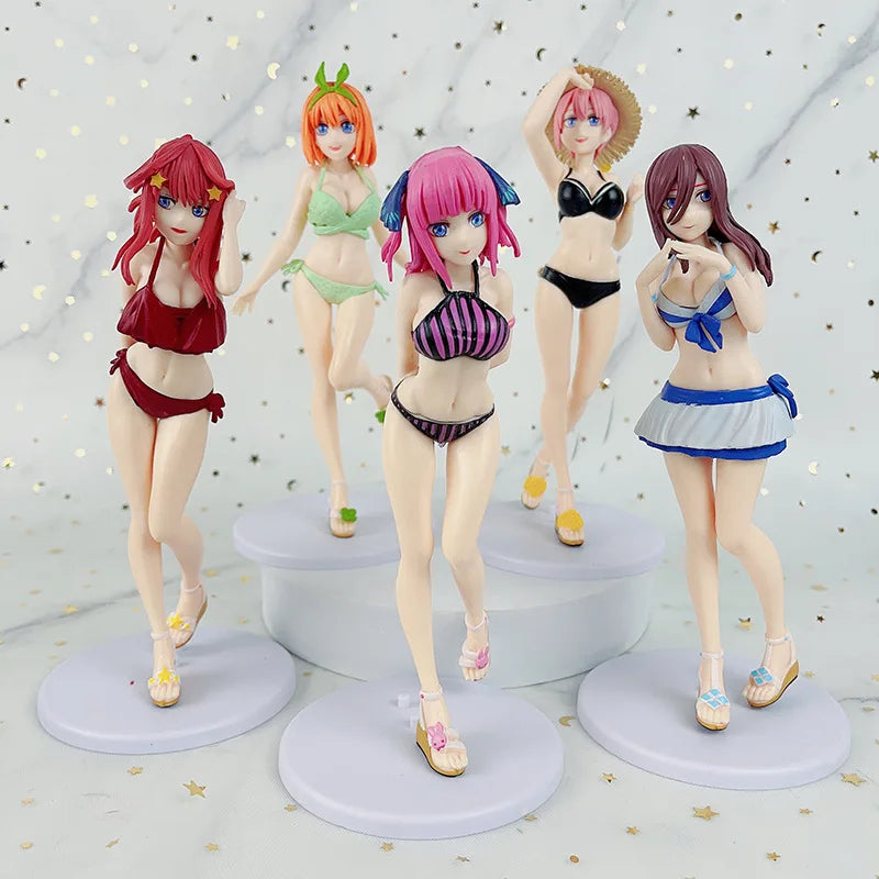 5pcs The Quintessential Quintuplets Nakano Ichika Nino Miku Yotsuba Itsuki Swimsuit Anime Action Figure Toy 20cm - Sun Studio