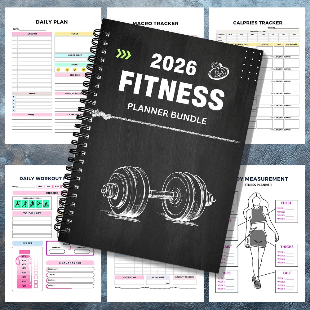 1PC Fitness Planner Bundle-Fitness Journal Workout Log Book Bundle – Fitness Plan Book - Schedule-Daily Fitness Planners - Sun Studio