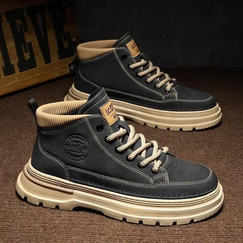 Winter Neue Herrenschuhe klassische Herren Retro Stiefeletten modisch wasserdicht rutschfest hoch geschnittene Freizeitschuhe Arbeits- und Sicherheitsstiefel Botas Hombre