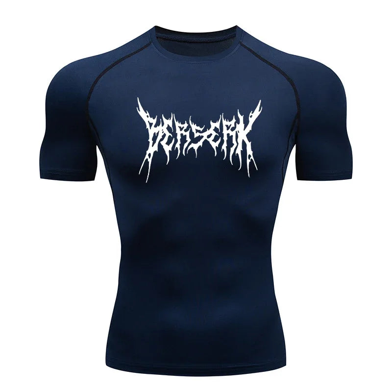 Gym Workout Rash Guard for Men Athletic Quick Dry Compression Shirts Berserk Print Tshirts Tees Tops Undershirts Baselayers