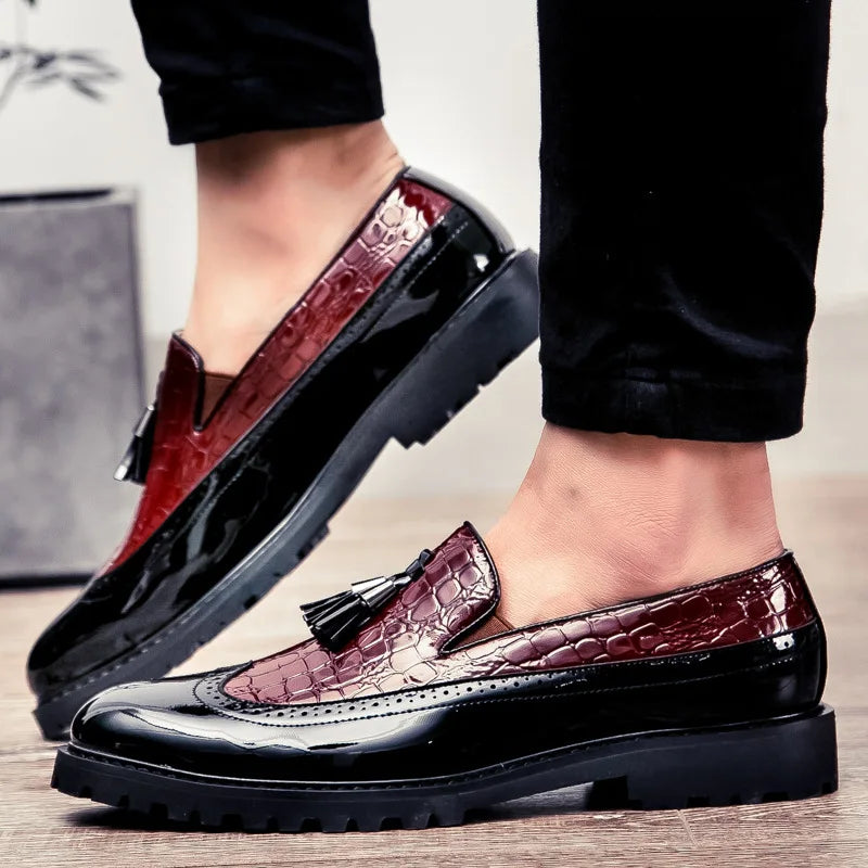 New Fashion Men's Dress Shoes Breathable Comfortable Leather Loafers Vintage Business Social Oxfords Zapatos De Vestir Hombre - Sun Studio