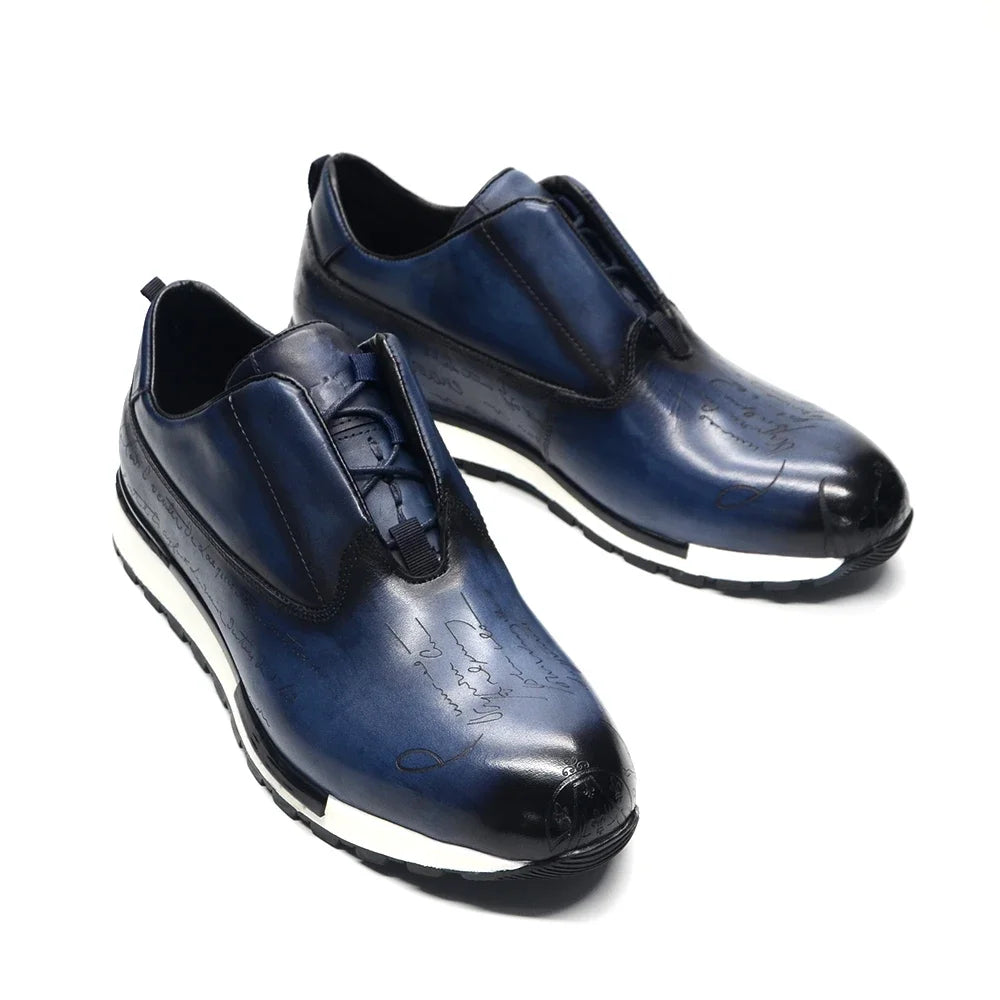 Luxury Brand Style Casual Sneakers Men's Shoes Genuine Leather Lace-up Basic Outdoor Footwear Daily Male Fashion Oxford Shoes - Sun Studio