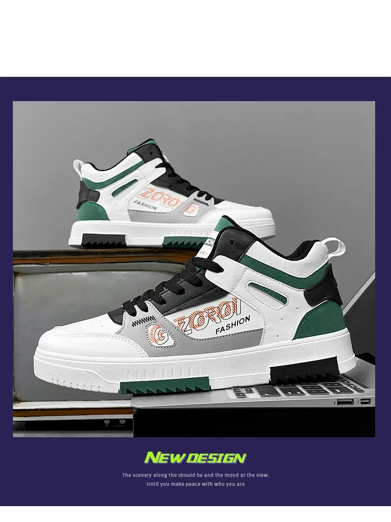 Herren Skateboard Schuhe Hohe Oberteile Studenten Freizeit Sportschuhe Atmungsaktive Rutschfeste Schuhe Modische Hohe Sneakers für Herren