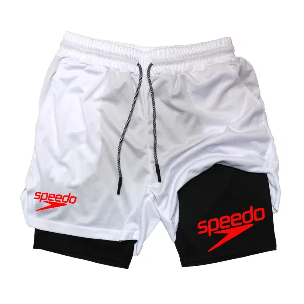 Fitness 2-in-1 training shorts, suitable for men, beach running quick-dry shorts, outdoor sports shorts, fitness basketball shor - Sun Studio