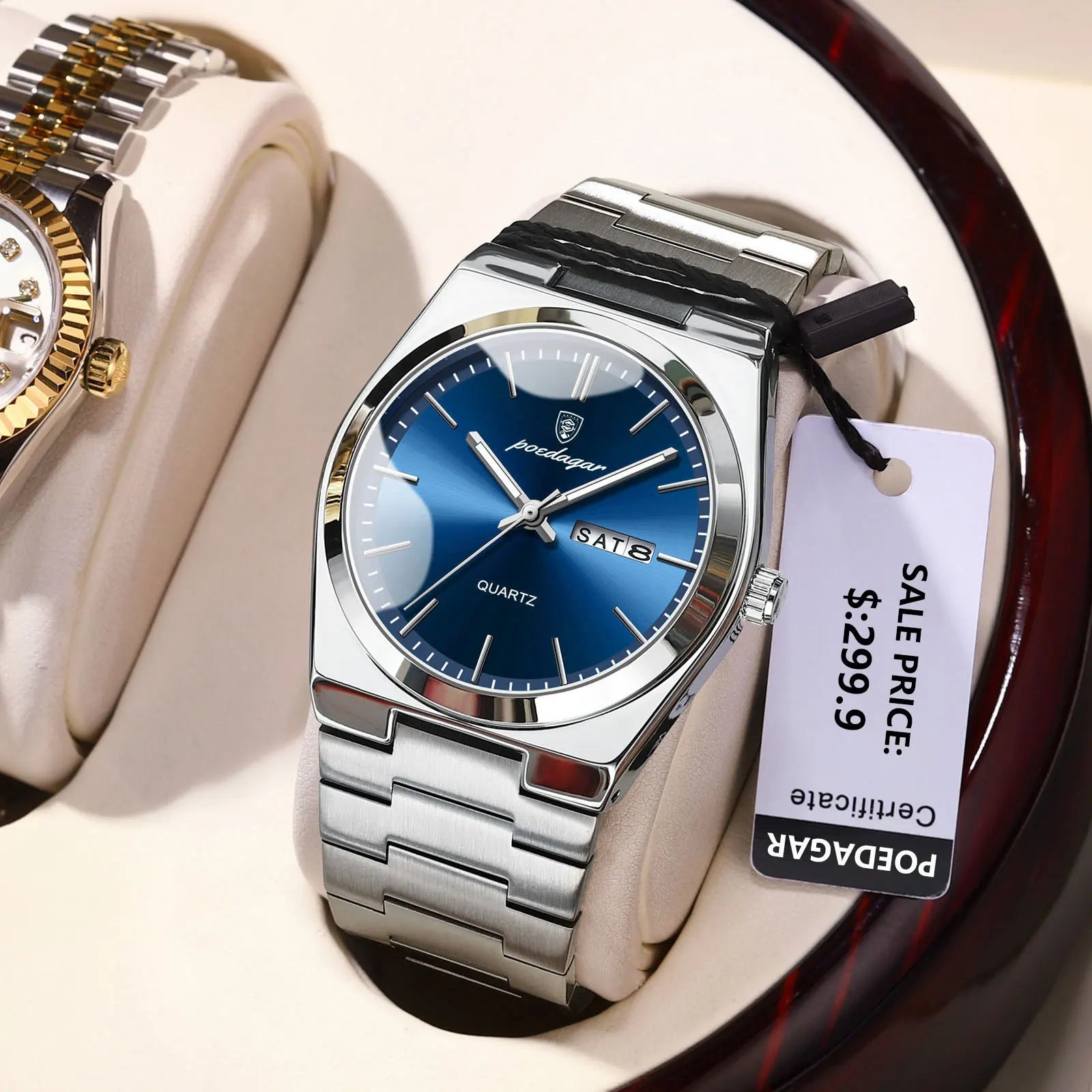 POEDAGAR Luxury Watch For Man Waterproof Luminous Date Week Stainless Steel Men Watch Casual Quartz Men's Watches Male Clock+box - Sun Studio