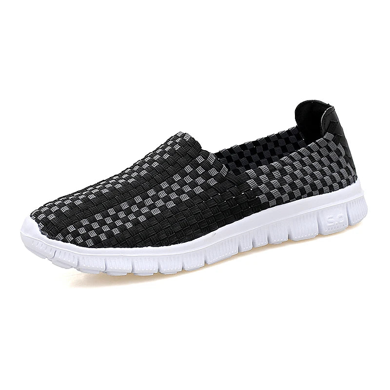 STRONGSHEN Herrenschuhe Sommer atmungsaktive Damen handgefertigte gewebte Schuhe, Paar lässige Flats, flache Loafers Unisex Zapatos De Mujer