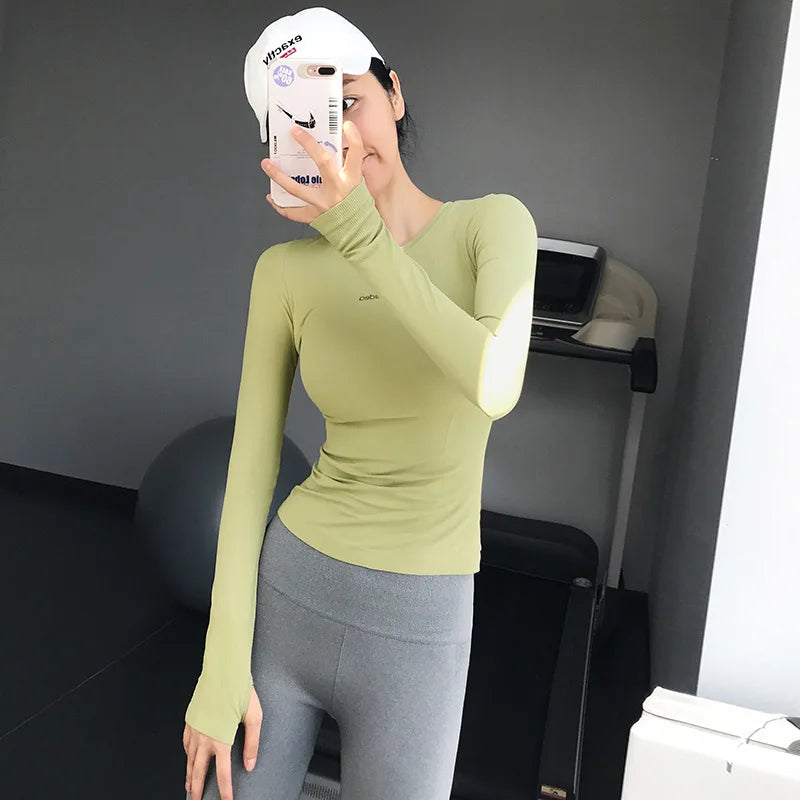 Fitness Tops Women Tight Sports Long Sleeve Yoga Clothing Running Training Clothes Gym Workout Shirt Comfortable Training Cloth - Sun Studio