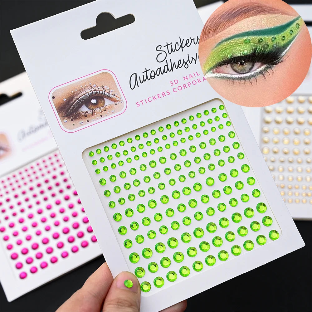 1Pcs Face Diamond Gem Sticker 5D Colorful Rhinestone Tattoo Stickers Fo Festival Nail Body Makeup Bling Jewelry DIY Face Sticker - Sun Studio