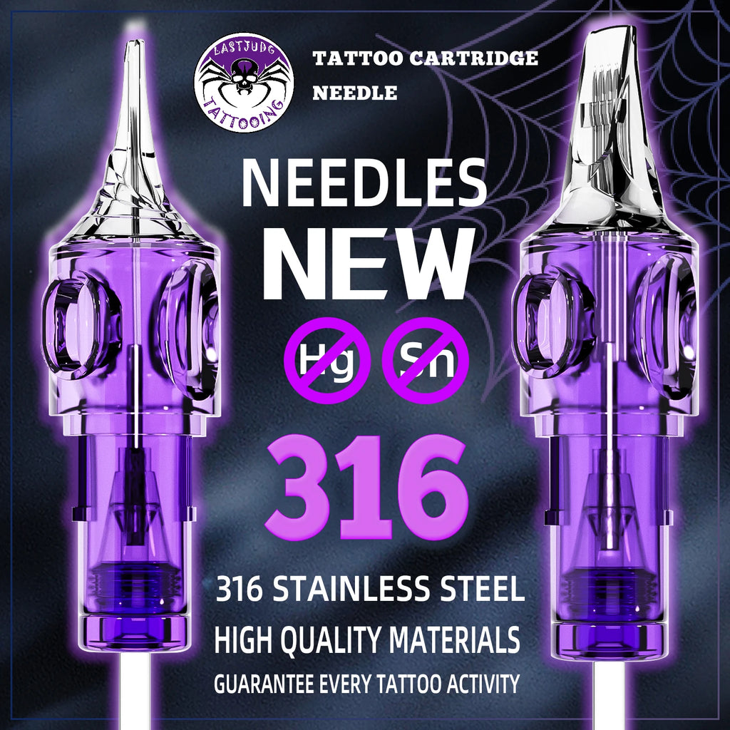 Tattoo Cartridge Needles POSEIDON 20PCS Disposable Safty RL RS RM M1 Tattoo Needle Hot Sale Purple Tattoo Cartridge Needles - Sun Studio
