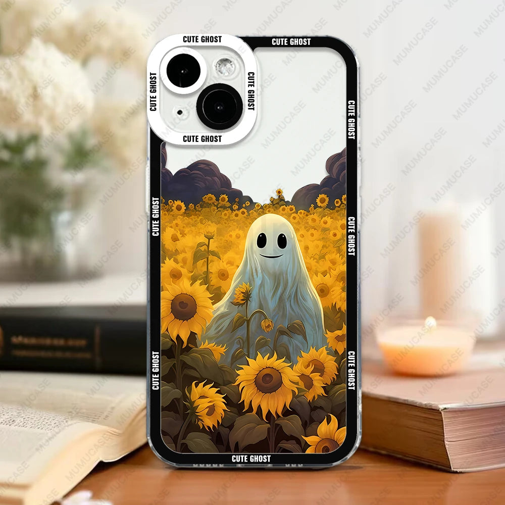 Case For iPhone 16 15 14 13 Pro Max 12 Mini 11 XS X XR SE 7 8 Plus Soft Cover Cute Little Ghost - Sun Studio