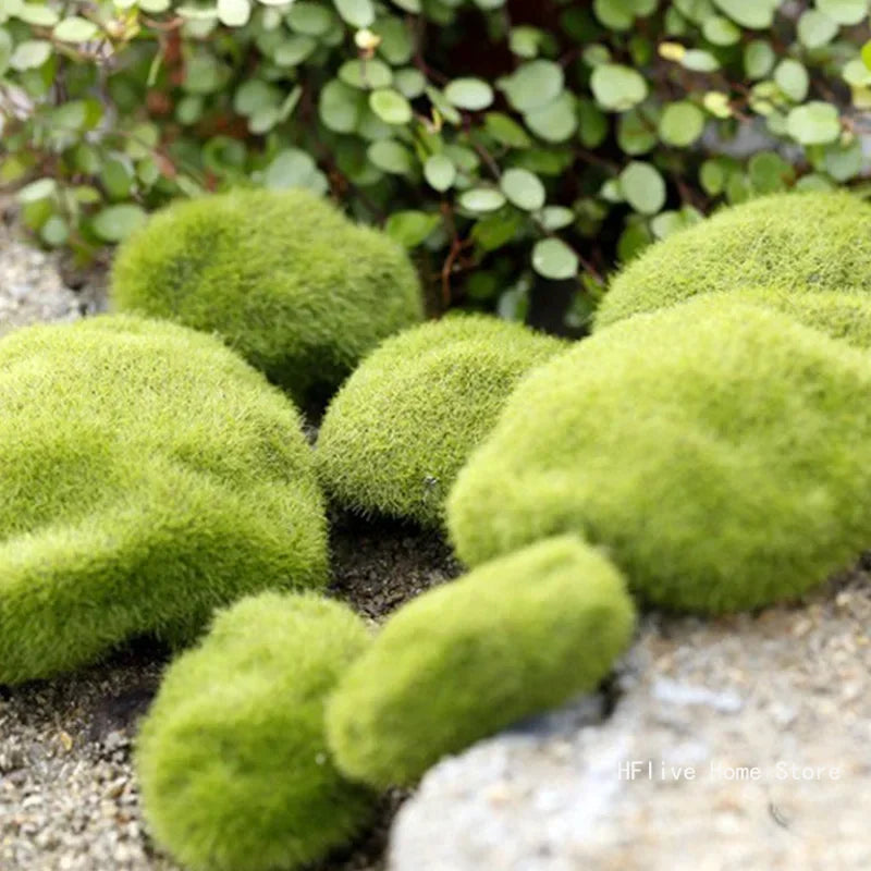 4 Size Fake Stone Artificial Moss Rocks Home Decor Simulation Plant DIY Decoration For Garden and Crafting Green Wholesale - Sun Studio