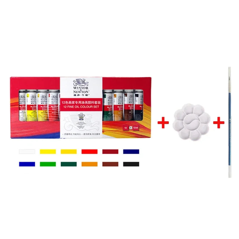 Winsor & Newton 12/18/24 Colors Professional Color Oil Paints 12ml Tube Painting Pigments With Brush And Palette Art Supplies - Sun Studio