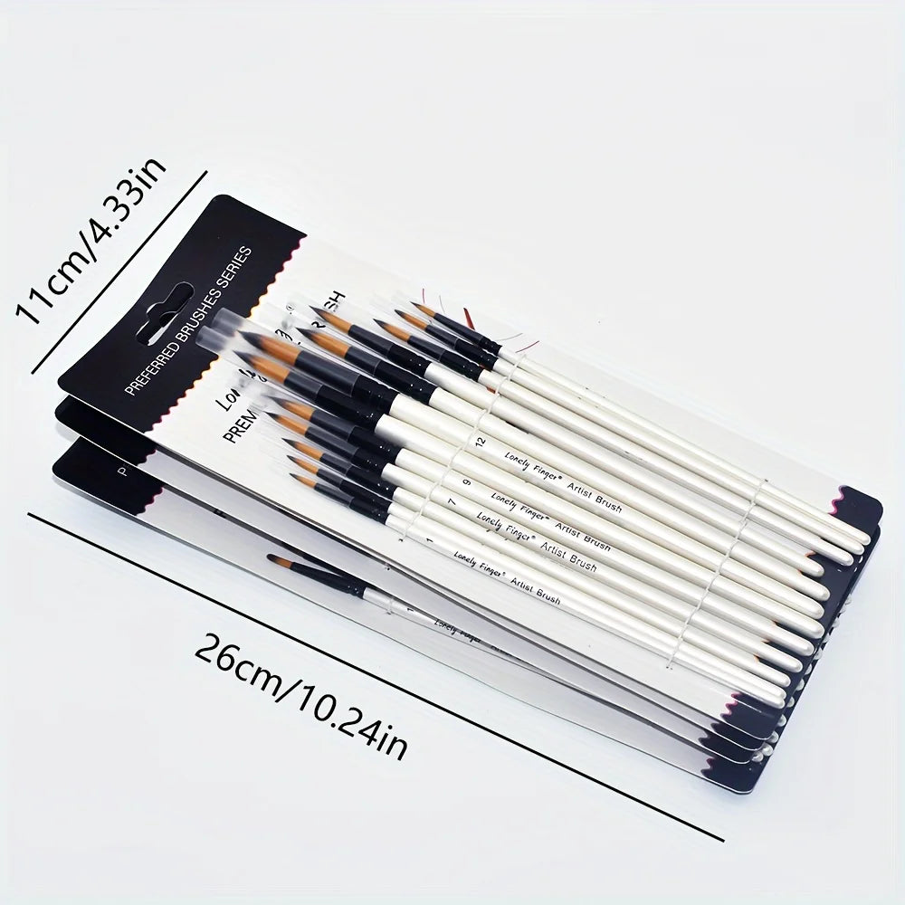 12/48pcs Professional Artist Paint Brush Set Include Round Filbert Flat Angle Fine Detail Brushes Premium Nylon Brush for Paint - Sun Studio