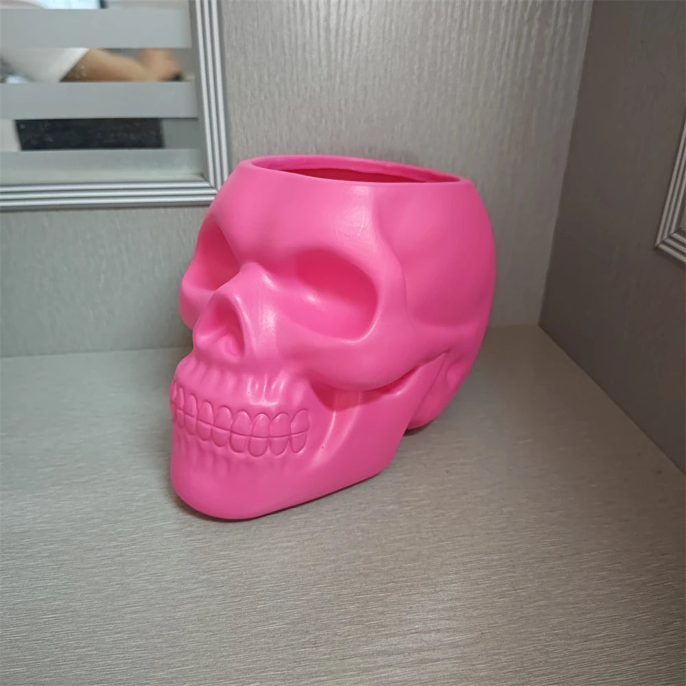 Skull Planter Vase Gothic Skull Flower Pot Goth Plant Pots Succulent Planters For Home Decor Halloween Decoration Pen Holder - Sun Studio