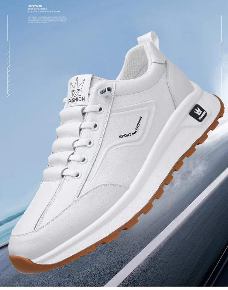 Designer New Men Genuine Leather Casual Sport Shoes Street Fashion Comfortable Cow Leather Lace-up Sneakers - Sun Studio