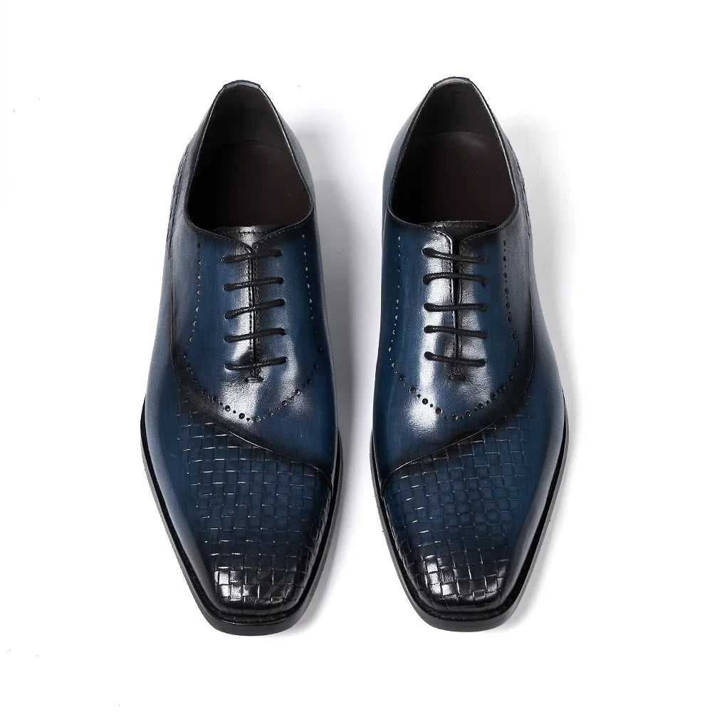 Herren Echtes Leder Oxfords Modische Spitzenschuhe Hochzeitsfeier Anzugschuhe Luxus Schnürschuhe Büro Karriere Formal