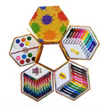 53pcs Multilayer Cartoon Art Pencil Set Kids Painting Set Hexagon Color Box Pencil Drawing Art Set - Sun Studio