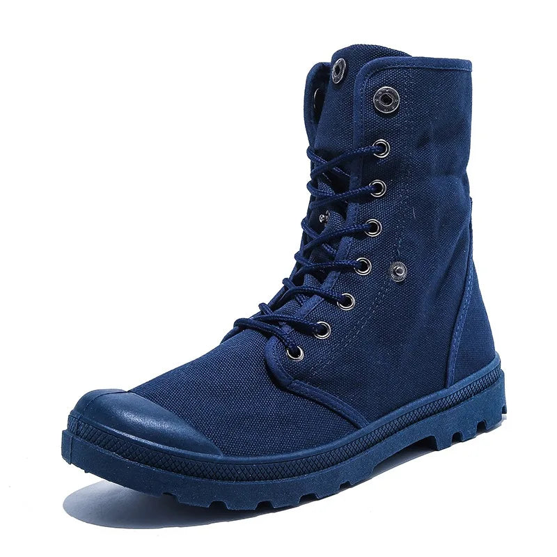 Spring Autumn Cloth Shoes Mens Single Boots Flat Non-slip Street Style High top Male Footwear Black Green Blue Plus Size 45 D316 - Sun Studio