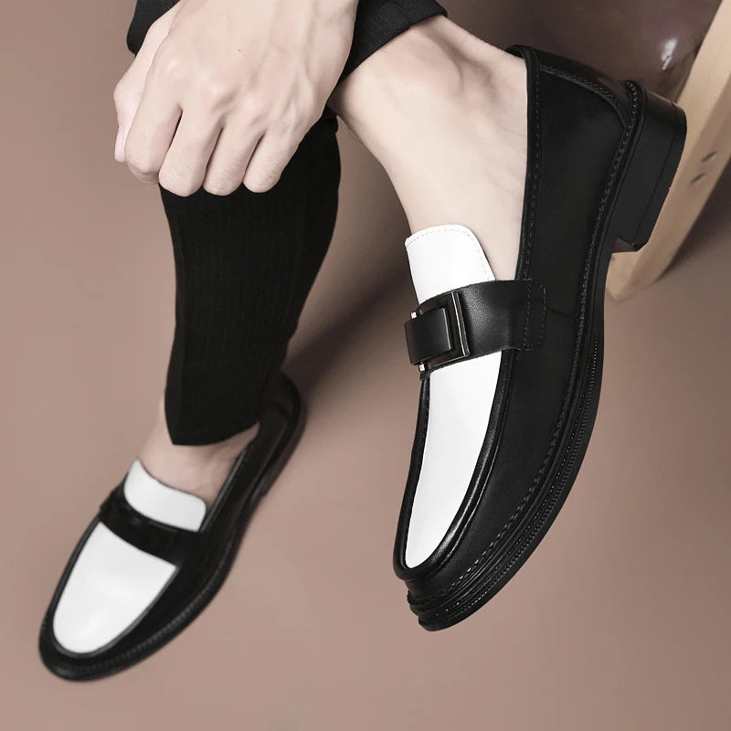 Men Genuine Leather Business Shoes Casual Flats Men Party Driving Loafers Shoes Breathable Moccasins Men's Casual High-end Shoes - Sun Studio